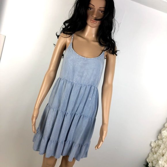 Socialite Dresses & Skirts - Socialite Acid Wash Blue Flowy Beach Dress Small